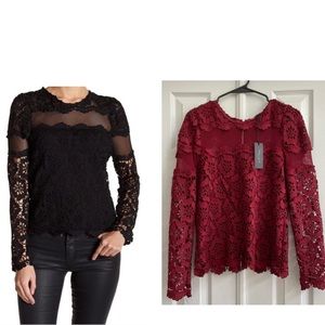 NWT Romeo and Juliet Couture Burgundy Lace Blouse Top